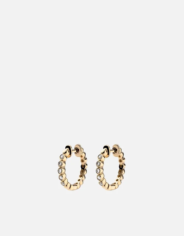 women long earrings -Cleo Huggie Earrings, 14k Gold Pavé