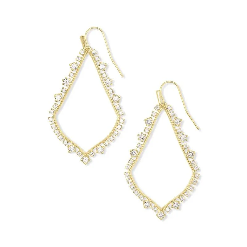 women gemstone drop earrings -Kendra Scott | Sophee Crystal Drop Earrings in Gold