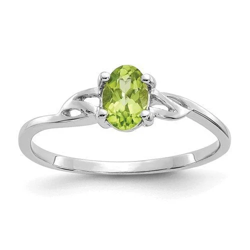 women charm engagement rings -10KT GOLD POLISHED 0.45 CT OVAL PERIDOT BIRTHSTONE RING