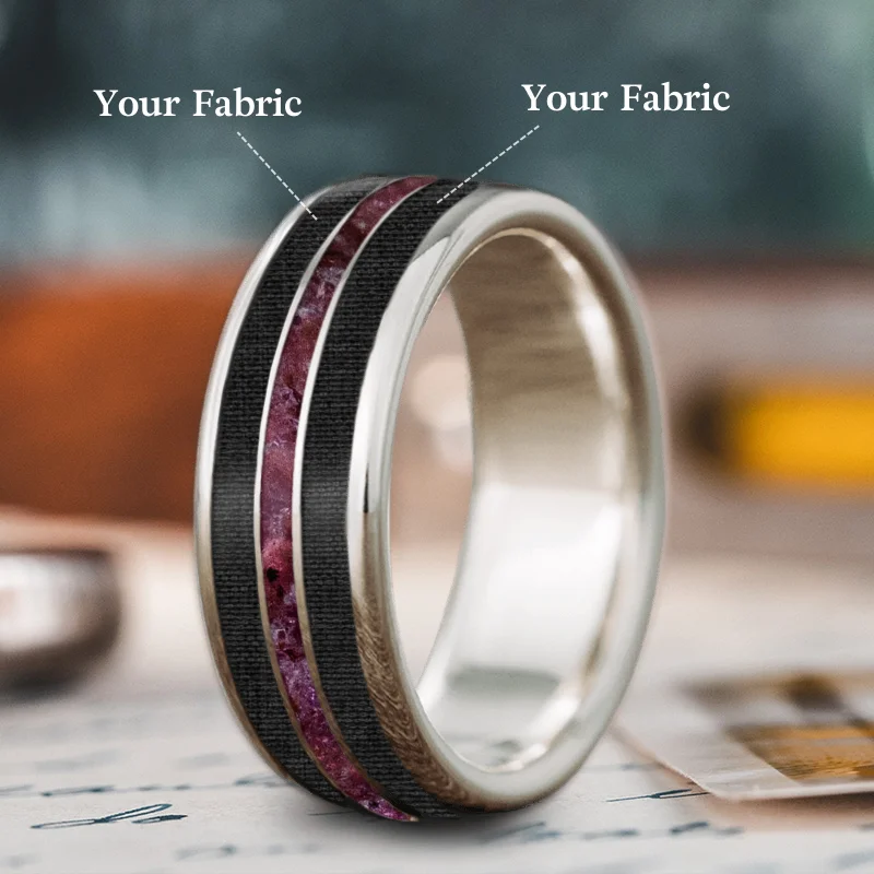 women personalized wedding rings -Custom Design - 3-Inlay Narrow Center Ring y-y-GZ9ntUcN7_mFHVgDCPct