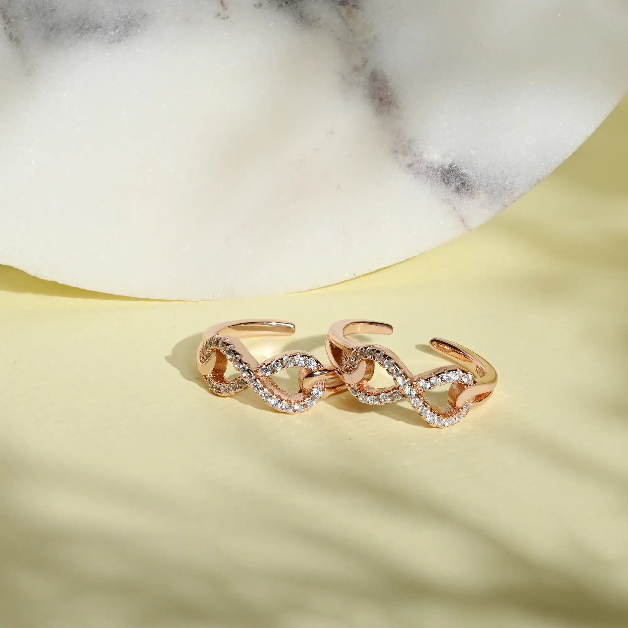 women vintage-inspired engagement rings -Stone Infinity Toe Rings