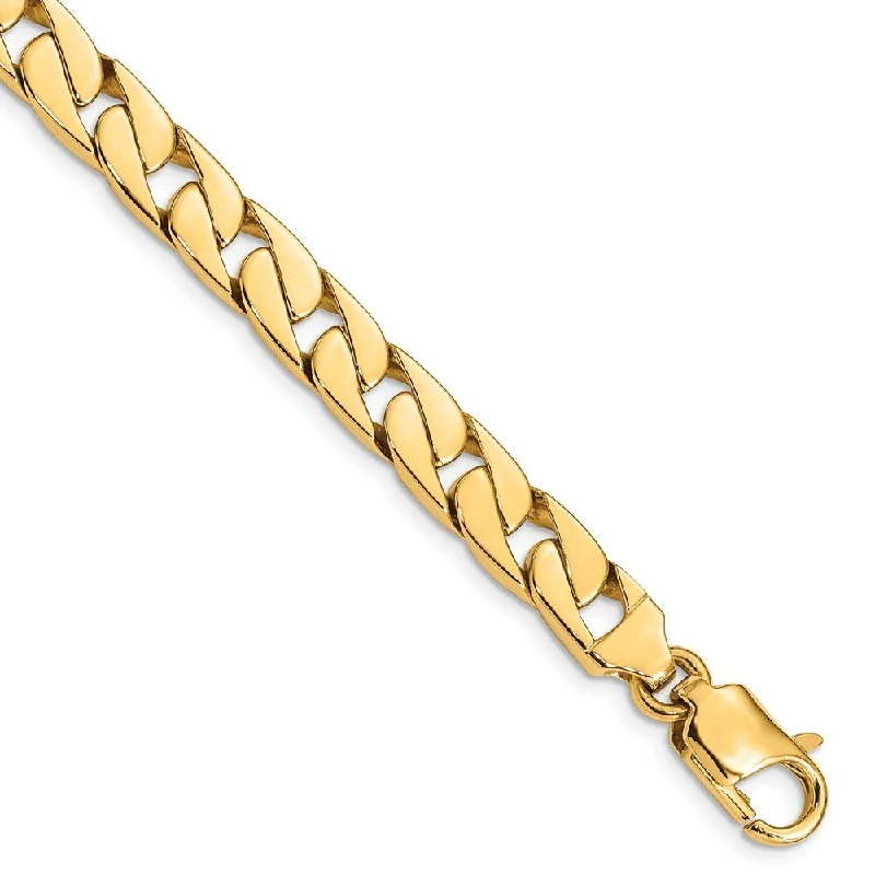 women gold-plated bangles and bracelets -14k Yellow Gold 8.00mm Hand-polished Long Link Half Round Curb Chain Bracelet, 8"