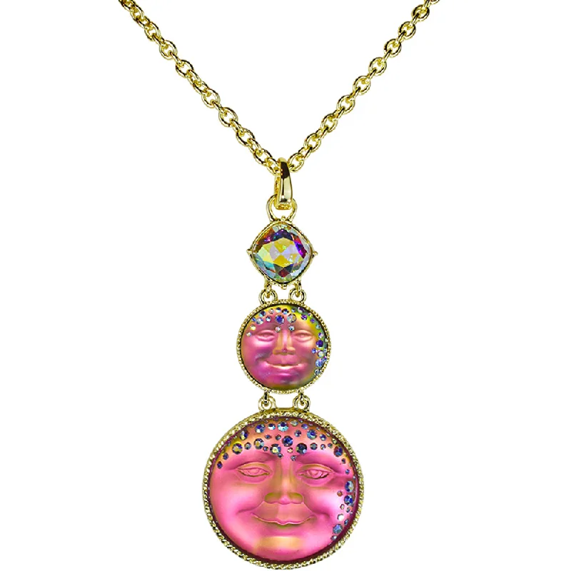 women gemstone pendant necklaces -Mystic Goddess Seaview Moon Necklace (Goldtone/Mystic Iridis)