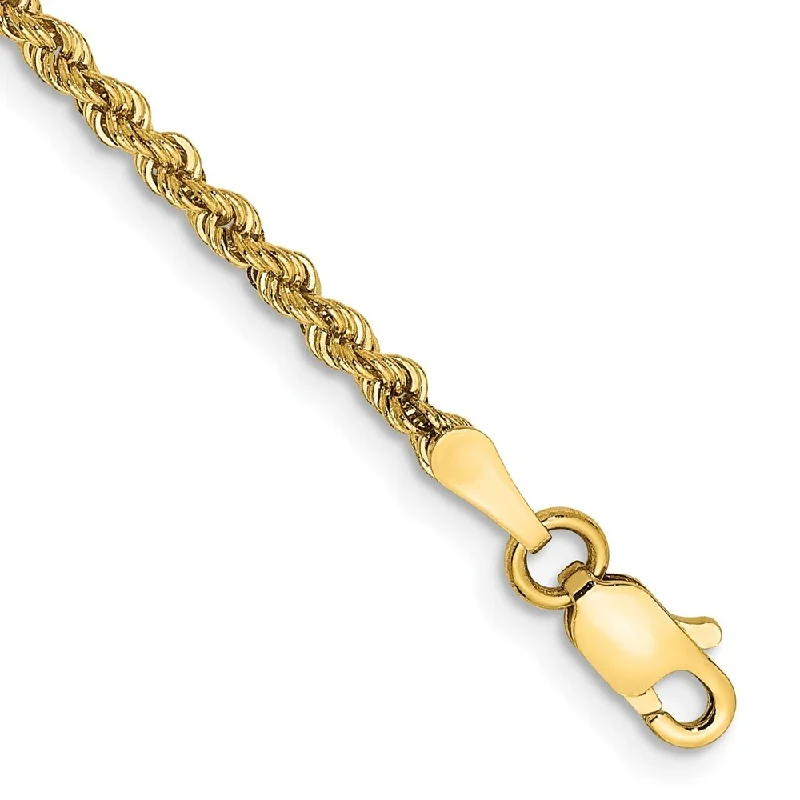 women luxury bangles and bracelets -14k Yellow Gold 2.25mm Regular Rope Chain Bracelet, 7"