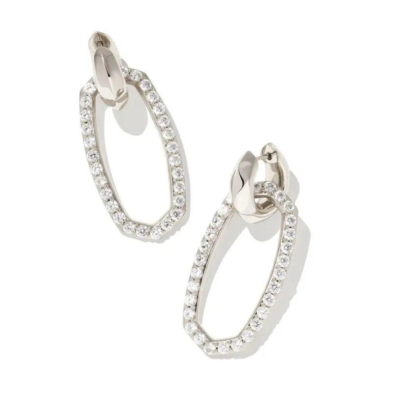 women hoop earrings with diamonds -Kendra Scott | Danielle Silver Convertible Link Earrings in White Crystal