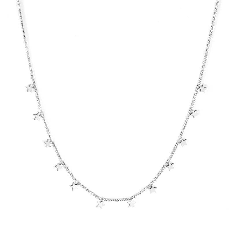 women charm necklaces -Silver Stars Necklace