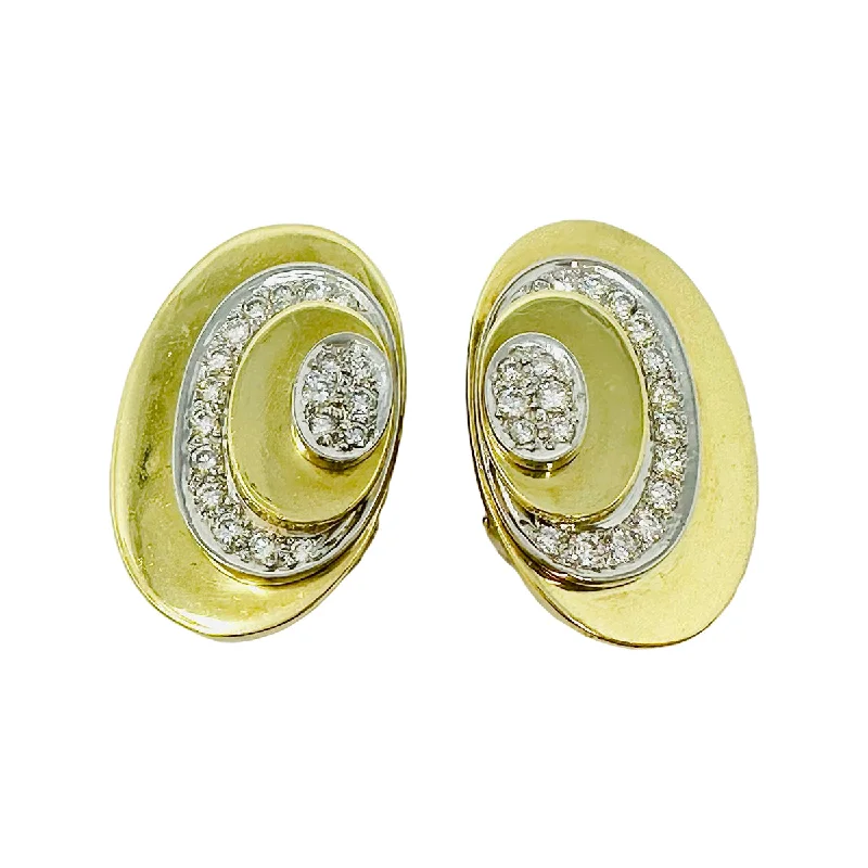 women flower-shaped earrings -Cellino 18K Gold Earclips with Diamonds