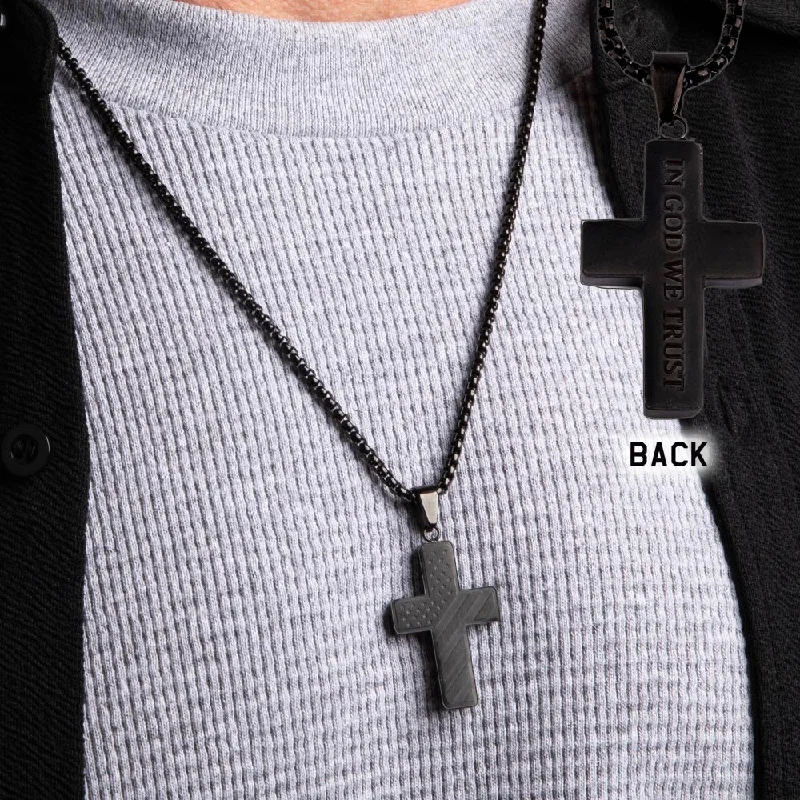 women layered necklaces -In God We Trust - American Flag Cross  Necklace: Helps Pair Veterans With A Service Dog Or Shelter Dog