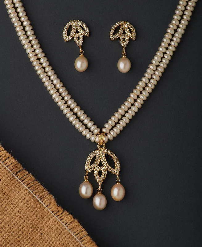 women infinity necklaces -Beautiful Real Pearl Necklace Set