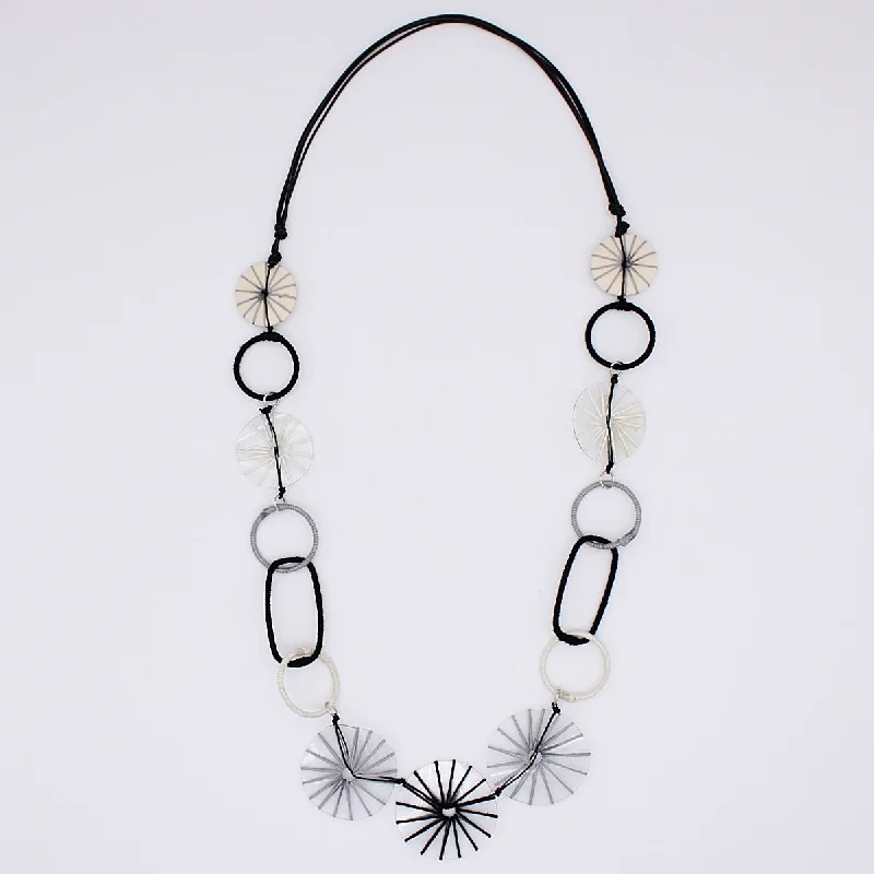 women pearl necklaces -Monochrome Twist Threaded Loop Necklace