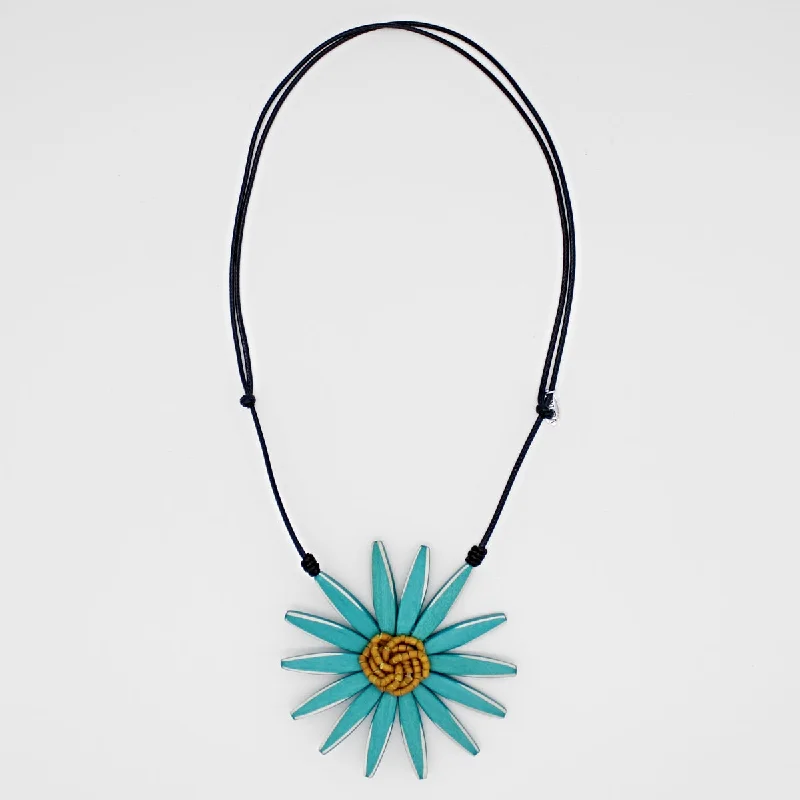 women long necklaces -Teal Amaya Flower Statement Necklace