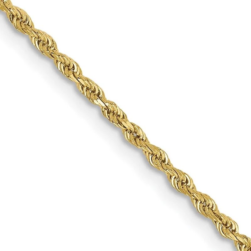 women art deco bangles and bracelets -Curata 10k Yellow Gold 7" Solid 1.75mm Sparkle Cut Rope Chain Bracelet