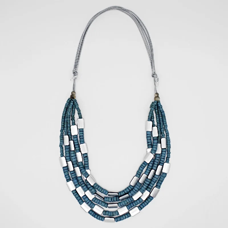 women ruby necklaces -Blue Multi Strand Alyse Necklace