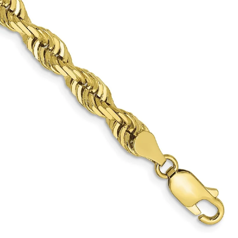 women floral charm bangles and bracelets -10k Yellow Gold 5mm Diamond-Cut Quadruple Rope Chain Bracelet, 8"