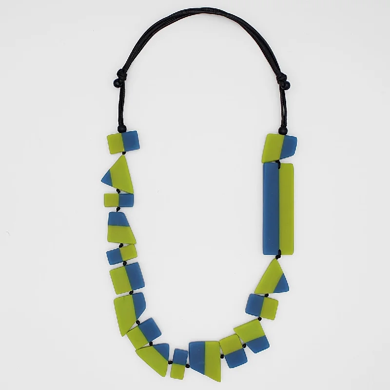 women cross necklaces -Bria Artistic Lime Blue Necklace