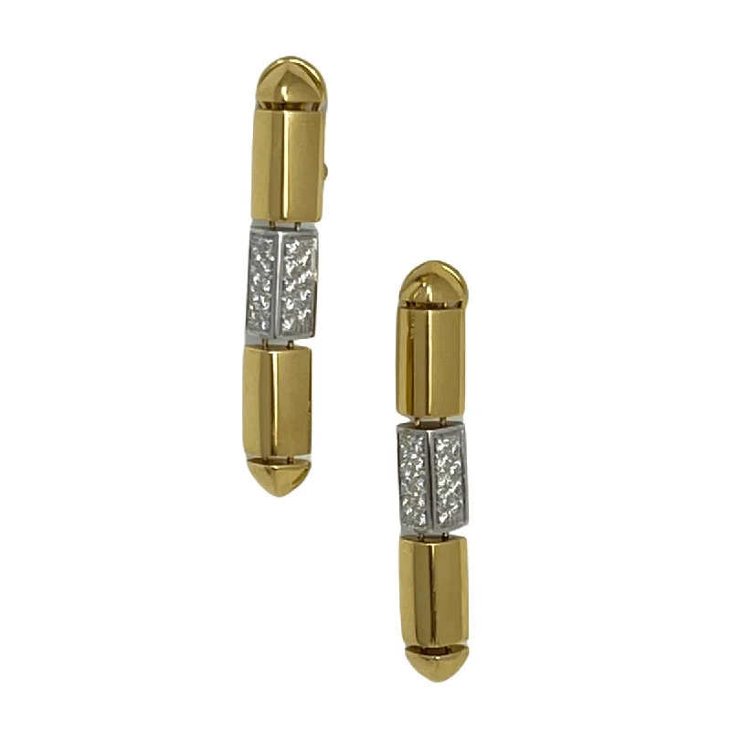 women moon and star earrings -Antonini 18K Gold and Platinum Drop Earrings with 36 Round Diamonds