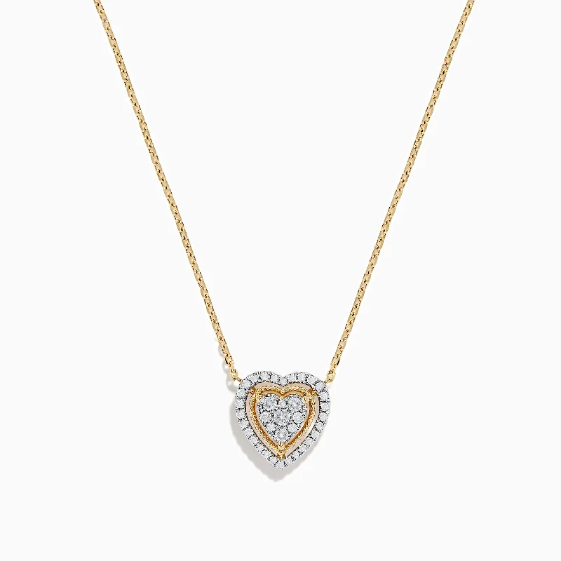 Custom necklaces for women -Novelty 14K Yellow Gold Diamond Heart Necklace