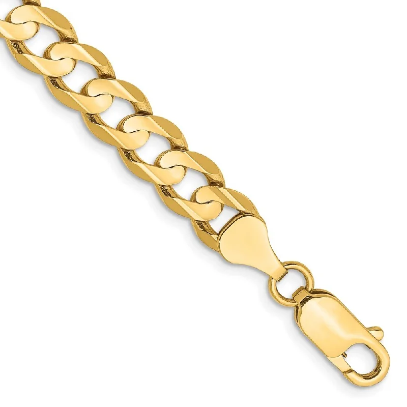 women delicate bangles and bracelets -14k Yellow Gold 6.75mm Open Concave Curb Chain Bracelet, 7"