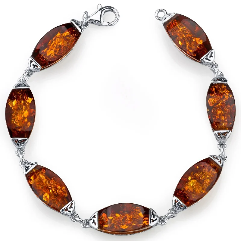 women rose gold bangles and bracelets -Sterling Silver Baltic Amber Gallery Bracelet, 7.5"