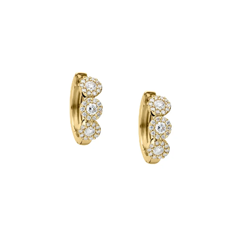 women diamond stud earrings -ROUND DIAMOND HUGGIE EARRINGS