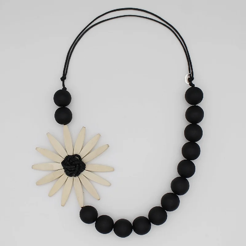 women vintage necklaces -Chunky White Flower Statement Necklace