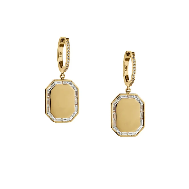 women zodiac earrings -BAGUETTE DIAMOND DROP EARRINGS