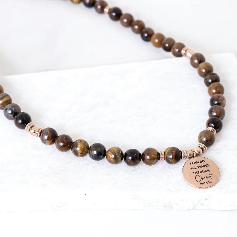 women large statement necklaces -TIGER EYE EARTHSTONE NECKLACE