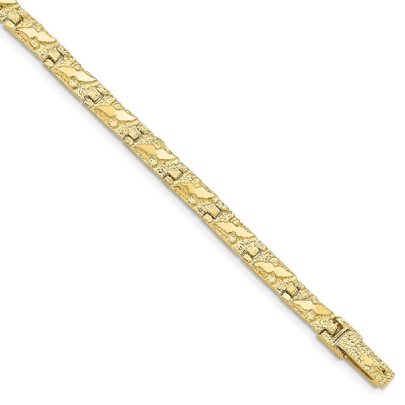 women classic bangles and bracelets -10k Yellow Gold 4.0mm NUGGET Bracelet, 7"