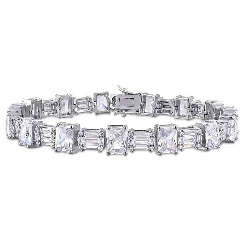 women birthstone bangles and bracelets -Miadora Sterling Silver 71ct TGW Multi-Cut Cubic Zirconia Tennis Bracelet