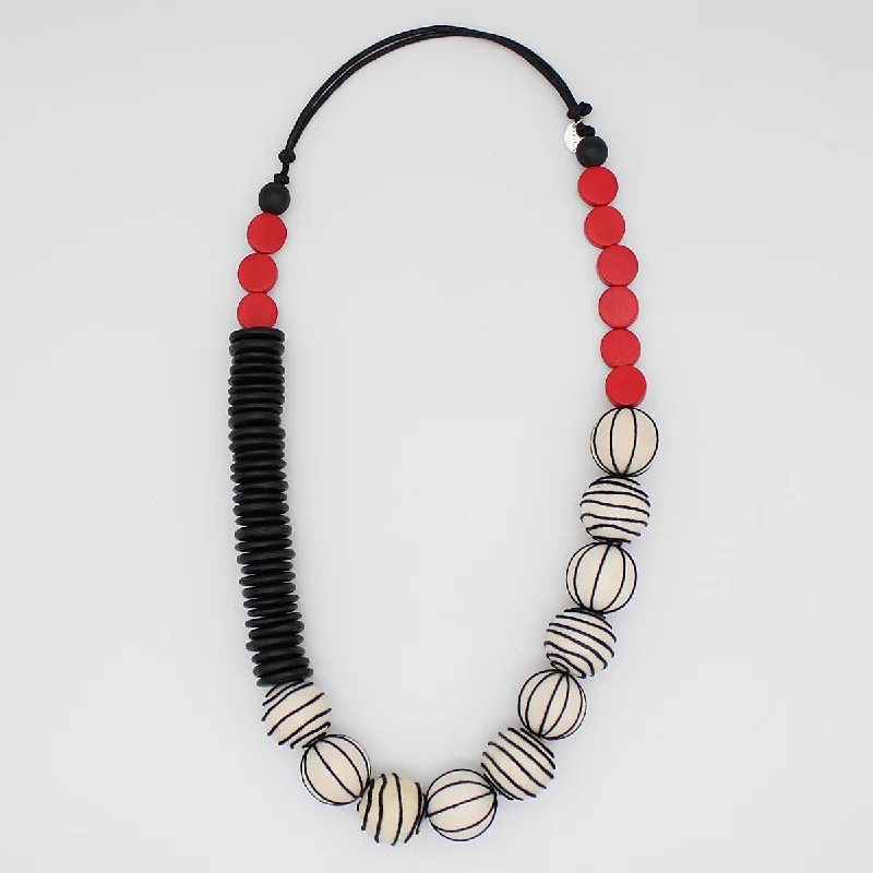 women elegant chain necklaces -Red Anaya Wrapped Bead Necklace