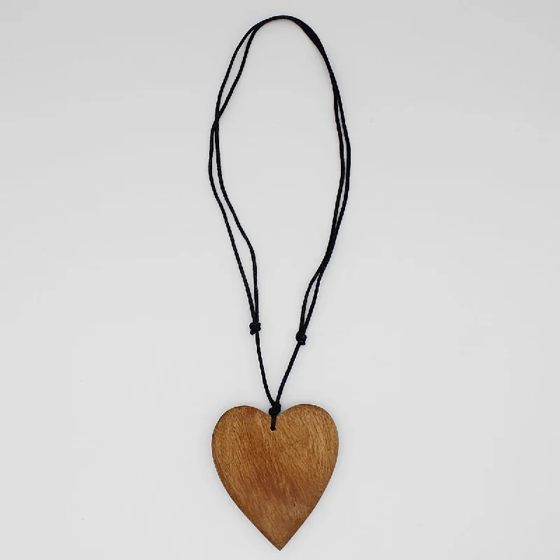 women sapphire necklaces -Gold Gabi Heart Wood Necklace