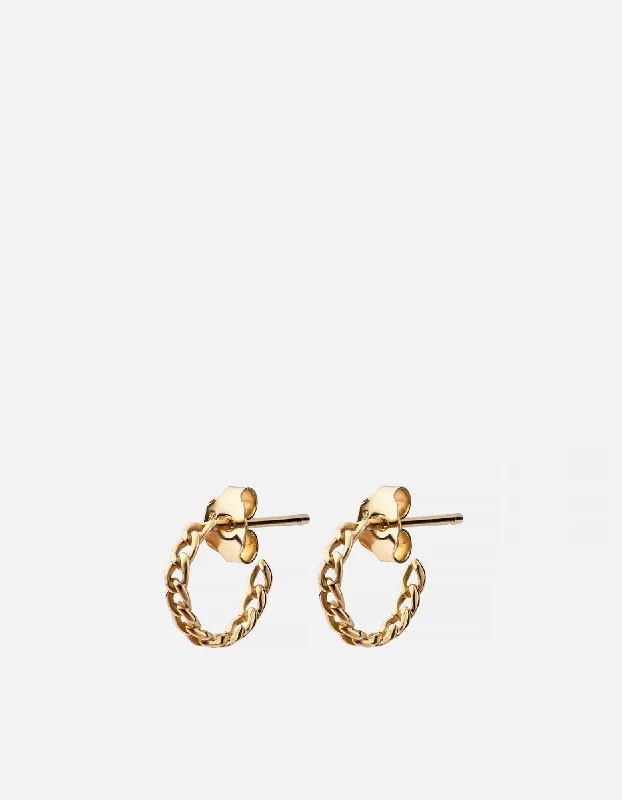 women dangly earrings -Cuban Link Huggie Earrings, 14k Gold