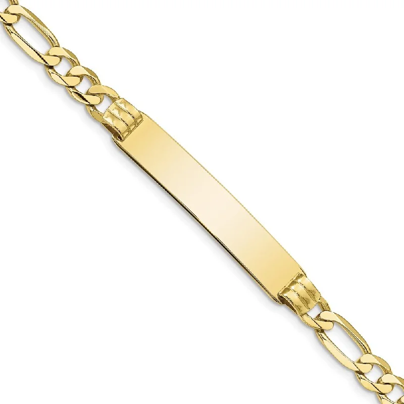 women braided bangles and bracelets -10k Yellow Gold Figaro Link ID Bracelet, 7" (W-7.5mm)