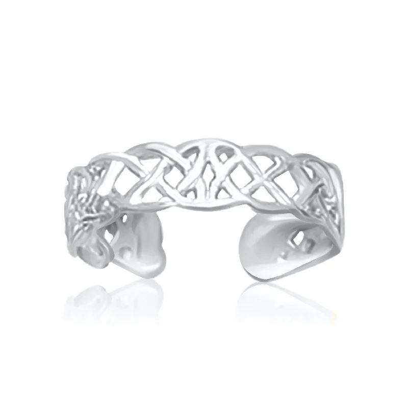 women handcrafted engagement rings -14k White Gold Toe Ring in a Celtic Knot Style