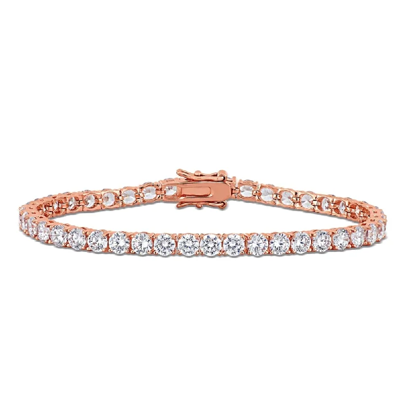 women delicate bangles and bracelets -Miadora Rose Plated Sterling Silver 18 4/5ct TGW Cubic Zirconia Tennis Bracelet