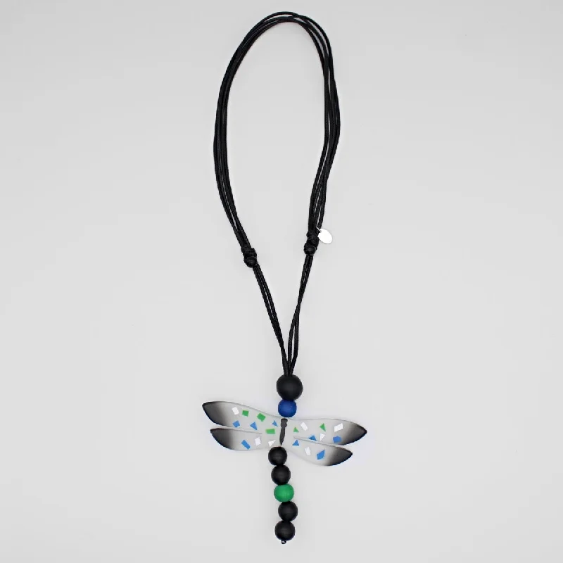 women romantic necklaces -Blue Dragonfly Necklace