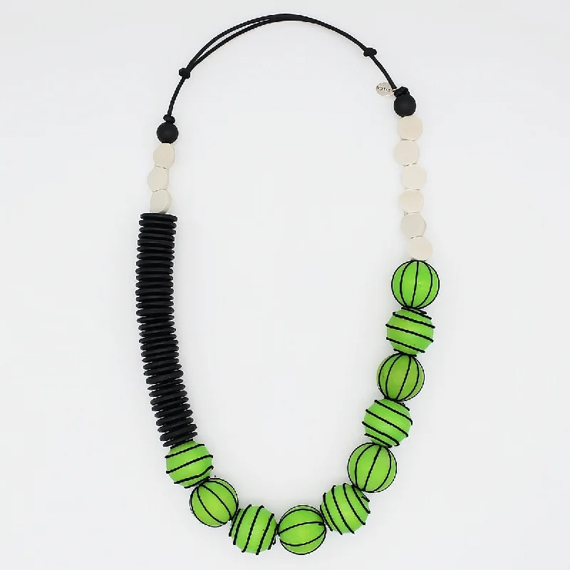 women elegant chain necklaces -Green Anaya Wrapped Bead Necklace