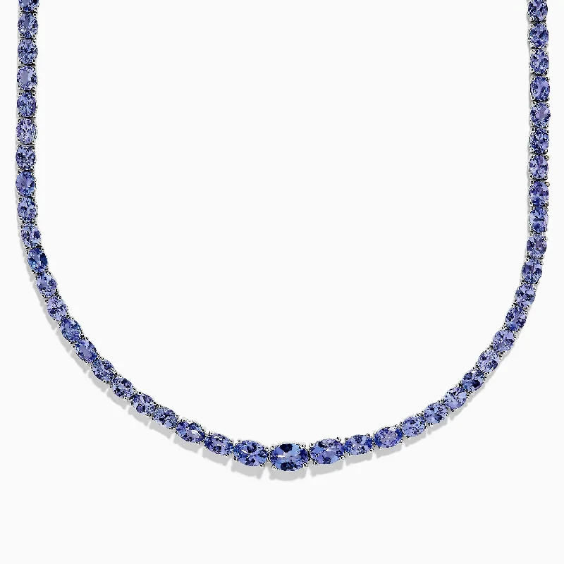 women large statement necklaces -Nahla Siri Sterling Silver Tanzanite Necklace, 27.69 TCW