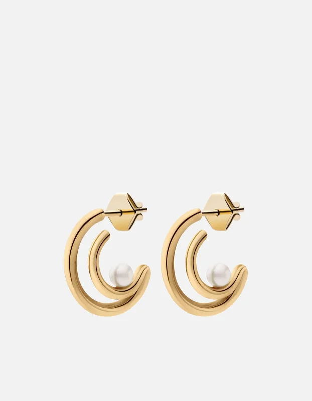 women bridal earrings -Nia Pearl Hoops, Gold Vermeil