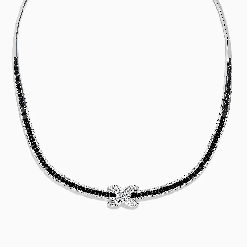 Silver necklaces for women -14K White Gold Diamond Black and White Diamond Necklace