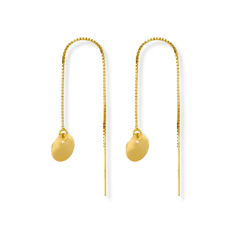 women statement pearl earrings -Threader Earrings + Sequin Disc Drop Charm