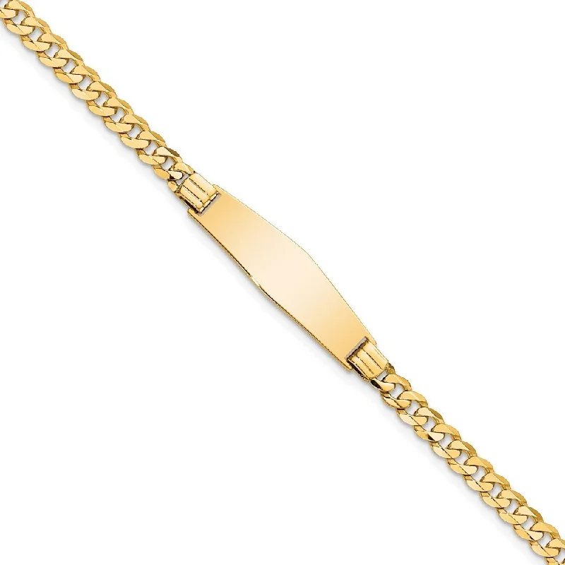 women twisted bangles and bracelets -14k Yellow Gold 7.5mm Soft Diamond Shape Curb Link ID Bracelet, 7"