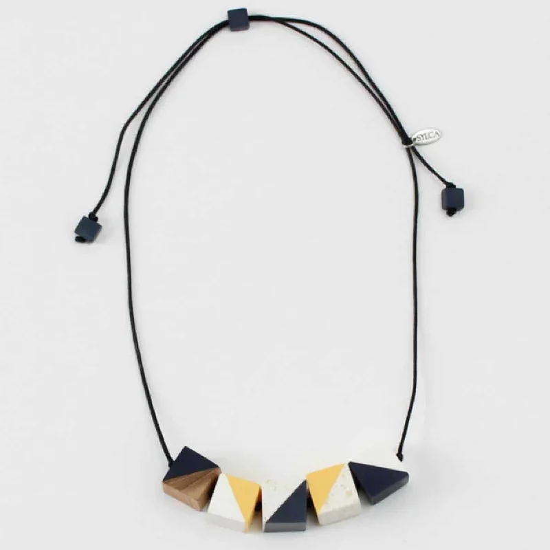 women dainty necklaces -Yellow and Blue Cube Mabel Necklace