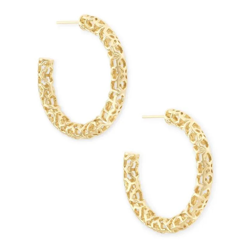 women moonstone earrings -Kendra Scott | Maggie Small Hoop Earrings in Gold Filigree