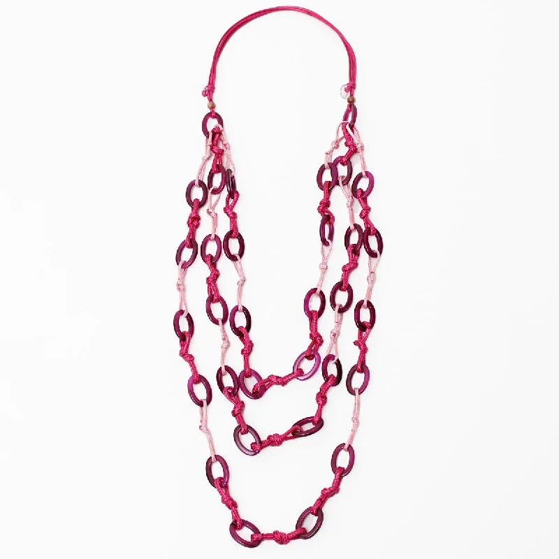 women elegant chain necklaces -Knotted Fuchsia Sienna Necklace