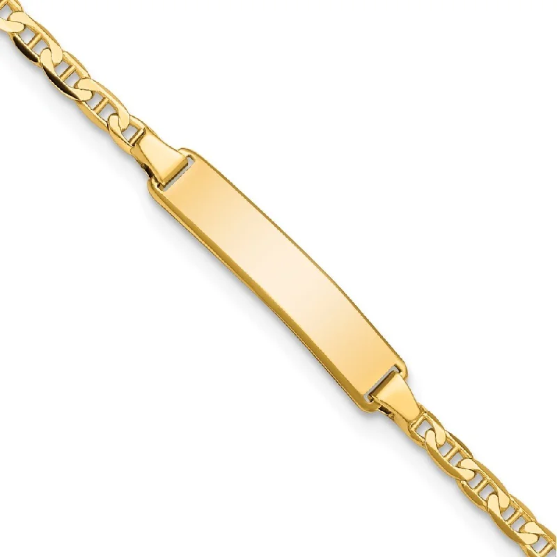 women charm bangles and bracelets -14k Yellow Gold 3.5mm Flat Anchor Link ID Bracelet, 5.5"