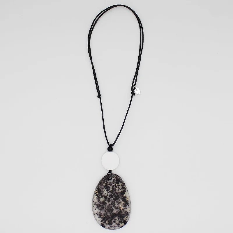 women custom pendant necklaces -Black Speckled Resin Pendant Necklace