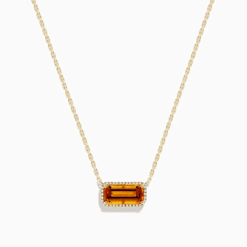 women necklace with initials -Sunset 14K Yellow Gold Citrine and Diamond Necklace