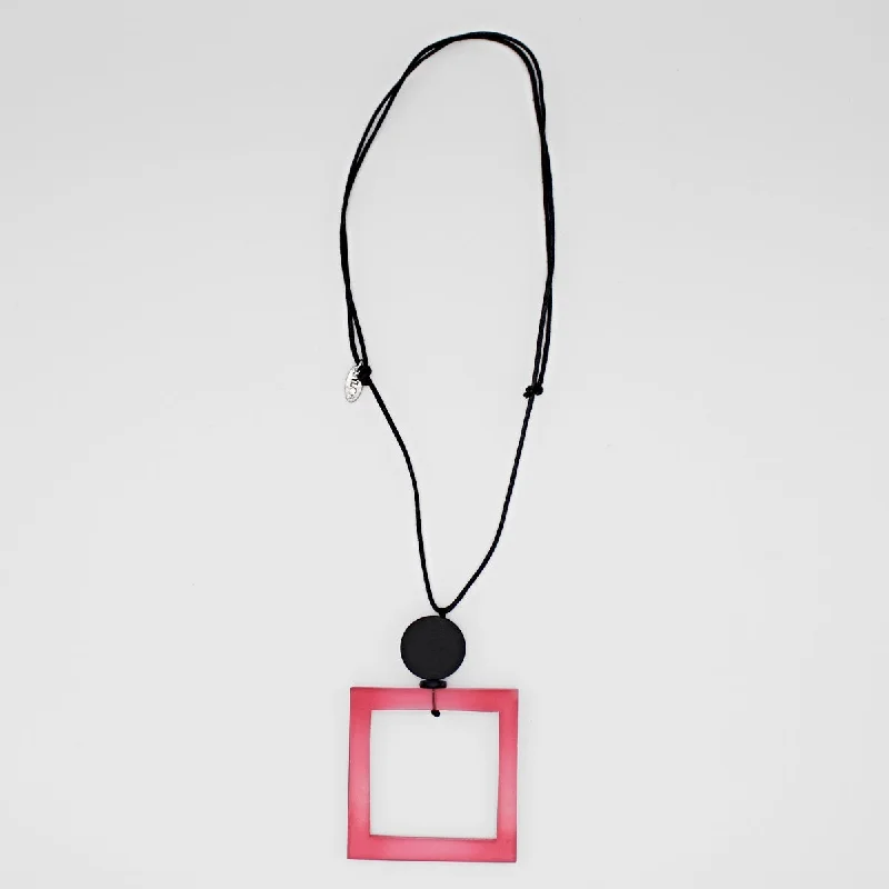 women trendy necklaces -Pink Square Pendant Necklace