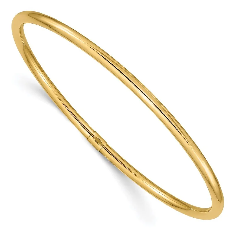 women modern cuff bangles and bracelets -14k Yellow Gold 3mm Round Tube Slip-on Bangle Bracelet, 8.25"